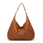 Large Slouchy Hobo Shoulder Bag with Zip Closure and Inner Pockets
