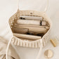 Woven Shoulder Bag with Cutout Design Soft Faux Leather Feel Tote and Inner Pouch
