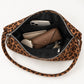 Faux Suede Hobo Shoulder Bag with Zip Closure and Interior Pockets