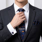 Men's Floral Pattern Tie Gift Set with Matching Pocket Square Cufflinks and Silver Tie Clip