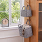 2 Piece Quilted Gingham Storage Tote Set with Handles and Front Pocket