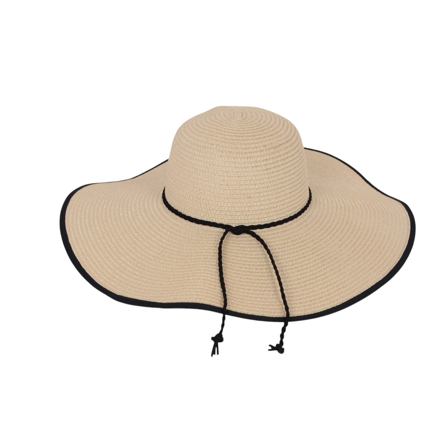 Wide Brim Straw Sun Hat with Braided Cord Detail Lightweight Packable Design for Beach Outdoor Protection