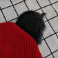 Cat Ear Knit Beanie - Faux Fur Ears with Valentine Heart Whisker Embroidery for Cute Casual Winter Wear