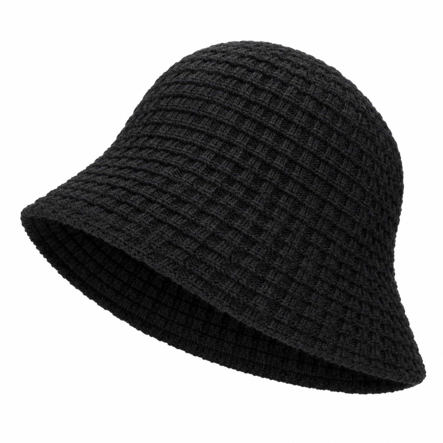 Waffle Knit Bucket Hat with Soft Textured Brim
