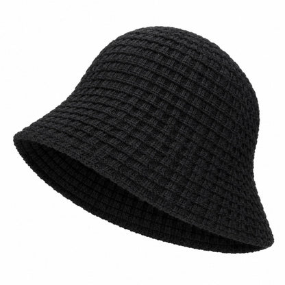 Waffle Knit Bucket Hat with Soft Textured Brim