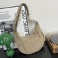 Corduroy Crescent Crossbody Bag with Adjustable Strap and Zip Pockets