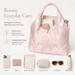 Satin Hobo Shoulder Bag with Embroidered Lily Detail