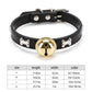 Adjustable Dog & Cat Collar with Paw Print Decoration and Bell Soft PU Leather