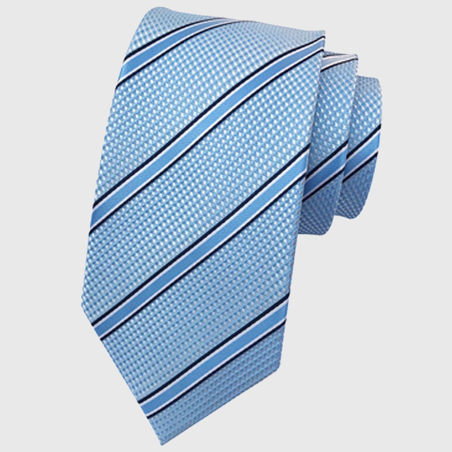 Men's Polyester Filament Tie with Striped Texture - Formal/Casual Necktie for Business, Weddings & Daily Wear
