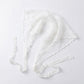 Sheer Embroidered Triangle Scarf with Floral Pattern and Lace Edge Tie
