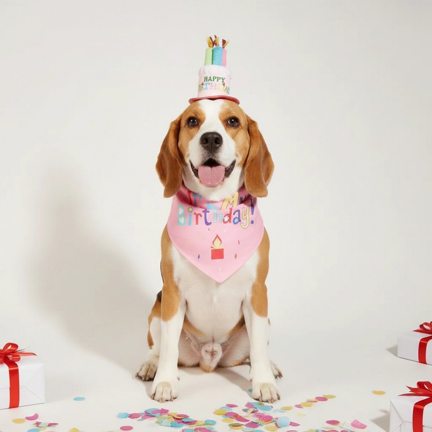 Pet Bandana and Pom Pom Party Hat Set for Dogs and Cats Celebration Costume Accessory