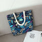 Tropical Leaf Print Canvas Tote Bag - Large Capacity Shoulder Bag
