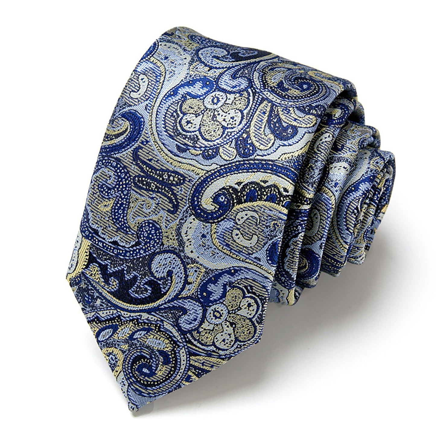 Men's Paisley Tie Gift Set with Matching Pocket Square Cufflinks and Silver Tie Clip