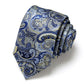 Men's Paisley Tie Gift Set with Matching Pocket Square Cufflinks and Silver Tie Clip