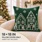 Christmas Embroidered Throw Pillow Cover 18 x 18 Inch Holiday Home Decor