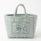 Gingham Quilted Storage Basket with Handles and Bow