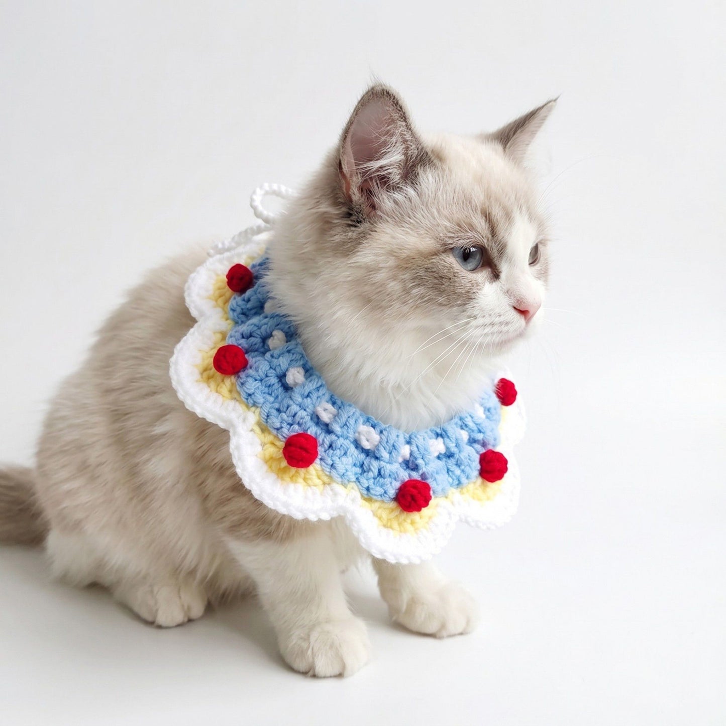 Pet Crochet Collar with Pom-Pom Decorative Neck Accessory for Dogs and Cats