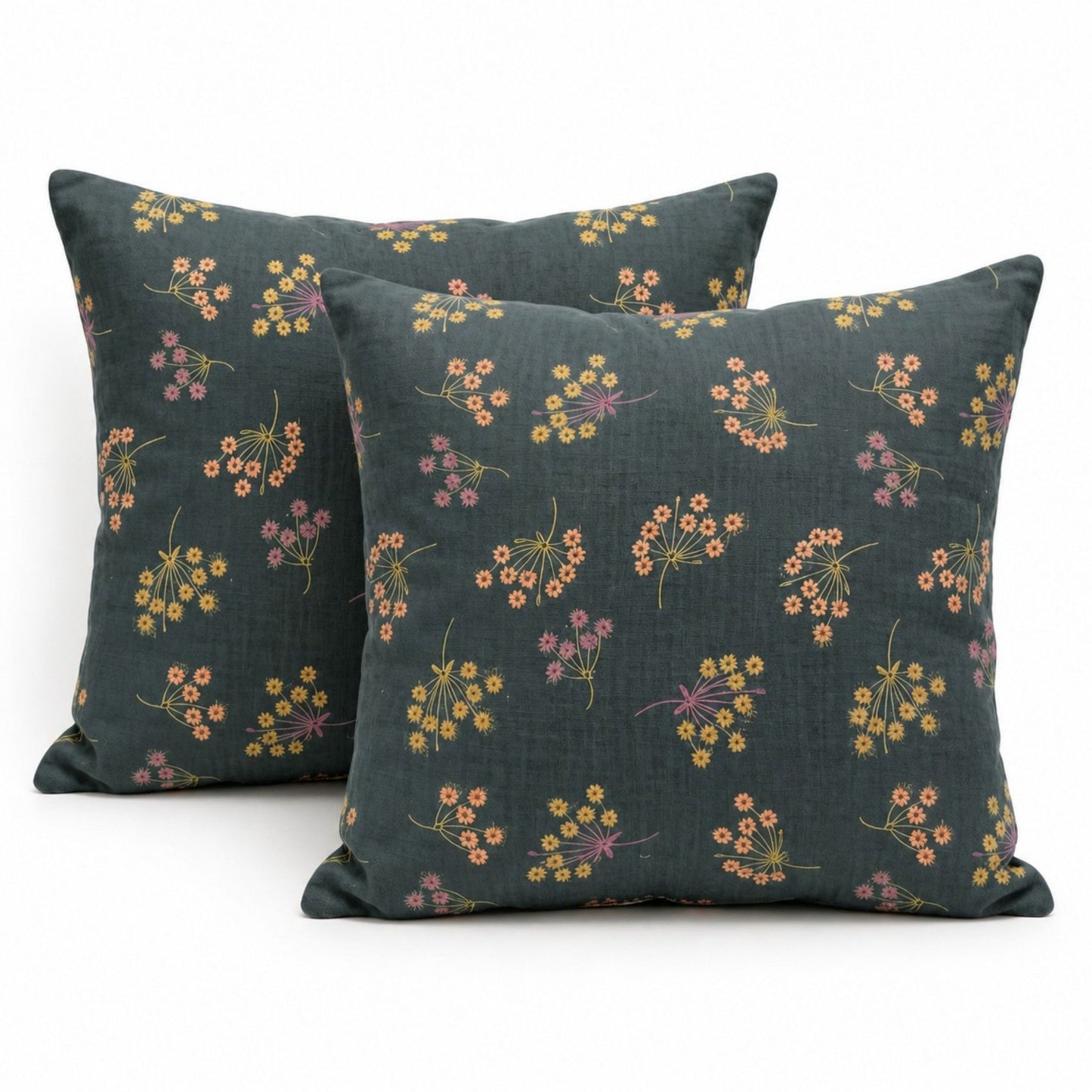 2-Piece Cotton Pillowcases with Floral Print Design for Bedroom, Soft and Cozy Bedding Set 17.7x17.7in