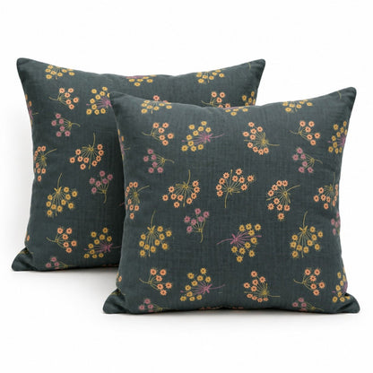 2-Piece Cotton Pillowcases with Floral Print Design for Bedroom, Soft and Cozy Bedding Set 17.7x17.7in