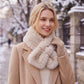 Plush Faux Fur Pull Through Scarf Soft Winter Neck Wrap with Jeweled Accent 31.5*4.7 Inches