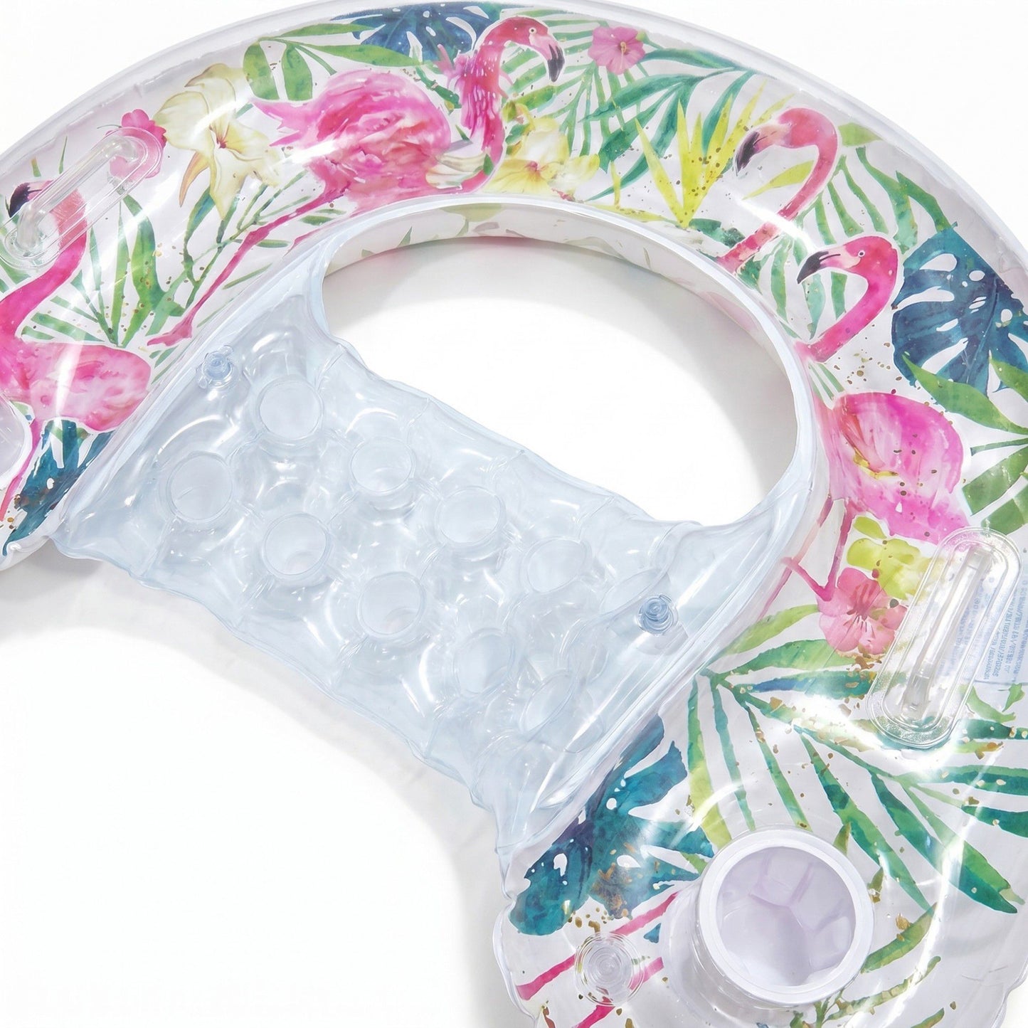 Tropical Inflatable Pool Float with Cup Holders and Contoured Lounge Seat