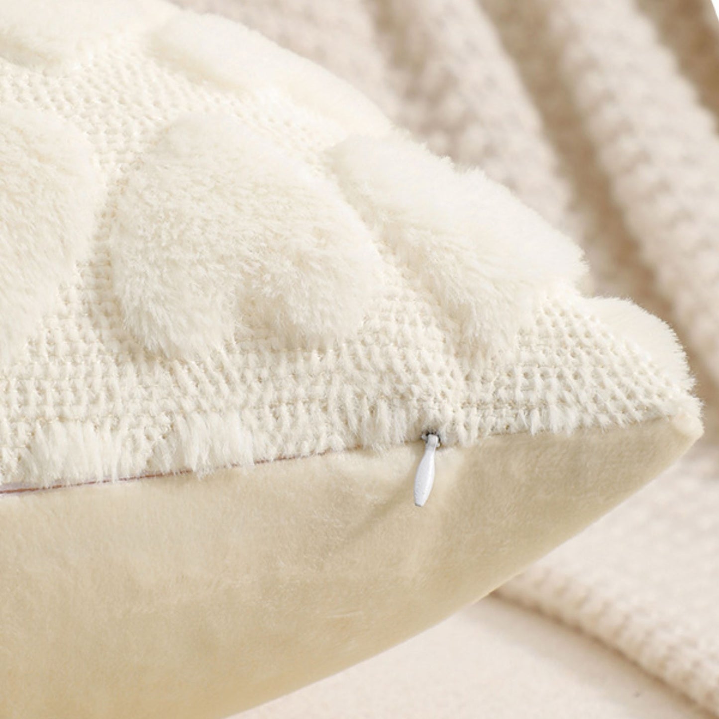 Plush Heart Textured Throw Pillow Cover Soft Fuzzy Decorative Cushion Cover for Sofa Bed Chair