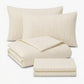 4-Piece Cotton Washed Bedding Set with Duvet Cover Flat Sheet and Pillowcases Striped Woven Design