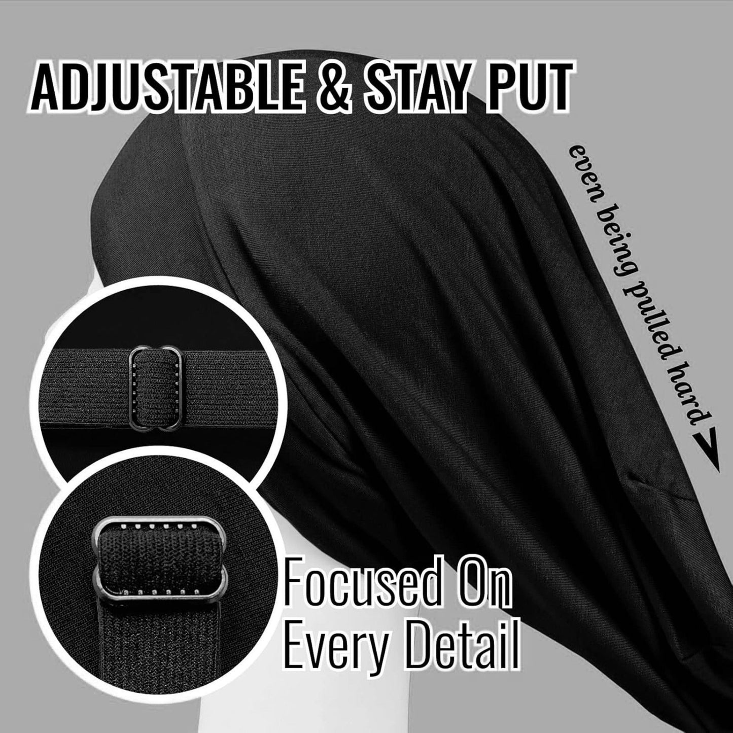 Adjustable Satin-Lined Sleep Bonnet with Soft Stretch Fit and Secure Strap Closure