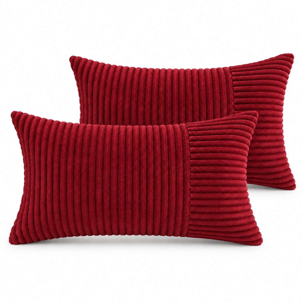 2 Pack Soft Corduroy Throw Pillow Covers 18 x 18 Inch and 12 x 20 Inch