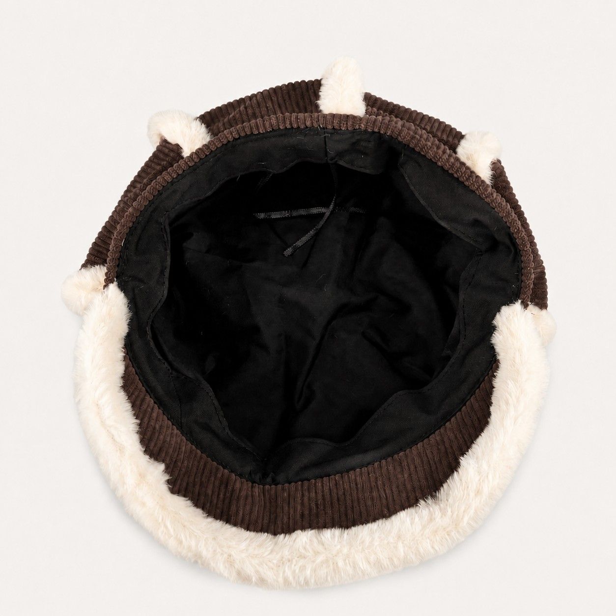 Corduroy Newsboy Cap Faux Fur Trim Baker Boy Hat Warm Casual Style