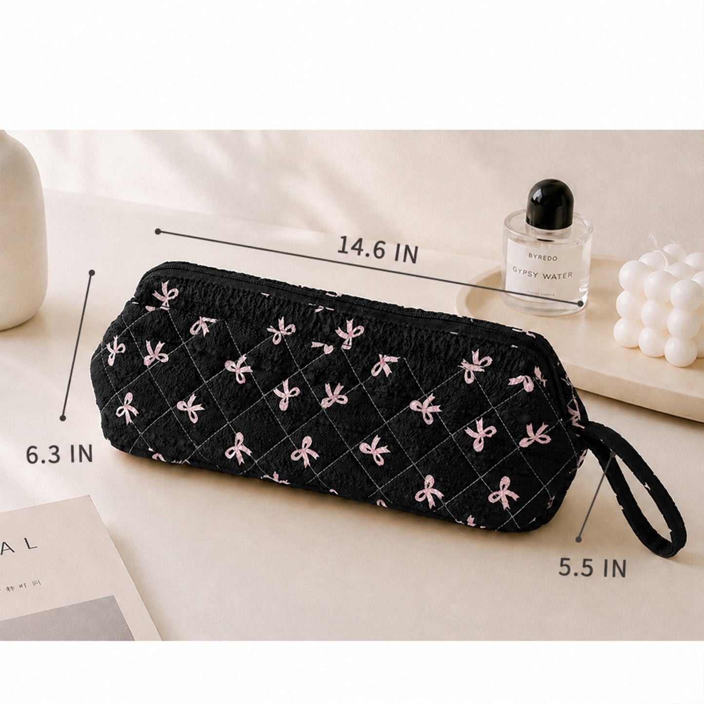 Hair Styling Tool Travel Bag Heat Resistant Zipper Organizer with Wrist Strap