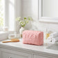 Floral Quilted Makeup Bag Large Capacity Cosmetic Toiletry Travel Pouch with Handle