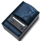 Men's Floral Print Tie Gift Set with Matching Pocket Square Cufflinks and Silver Tie Clip
