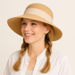Women's Woven Floppy Sun Hat with Wide Ribbon Knot Detail and Curved Brim