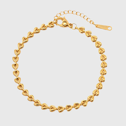 Women's Titanium Steel Heart Link Adjustable Chain Bracelets for Daily & Dressy Styling
