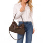 Slouchy Shoulder Hobo Bag with Adjustable Strap Buckle Detail and Inner Zip Pocket