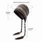 Patterned Knit Beanie with Braided Tassels