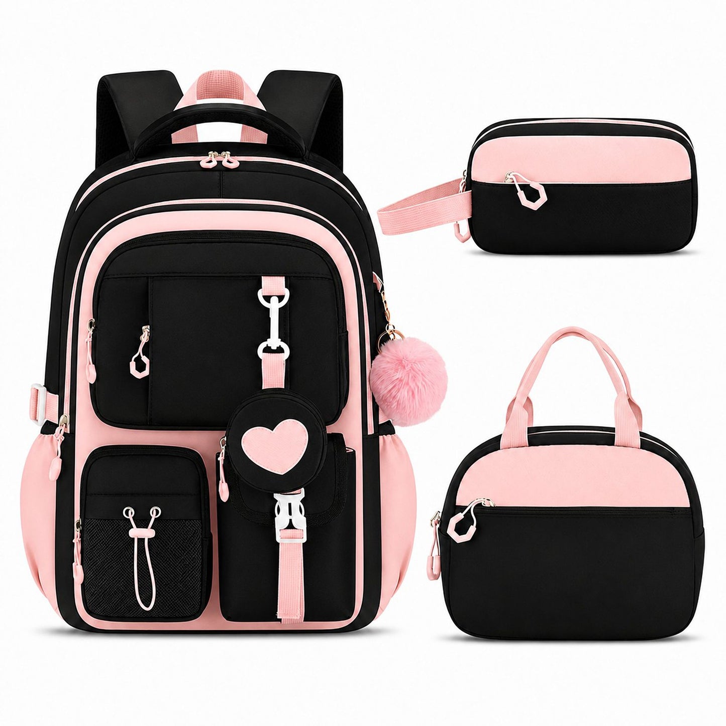 3pc School Backpack Lunch Bag Pencil Case Set