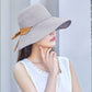 Foldable Wide - Brim Sun Hat with Bow Accent