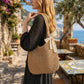 Women's Crochet Woven Hobo Shoulder Bag with Lace Bow Accent and Lined Interior