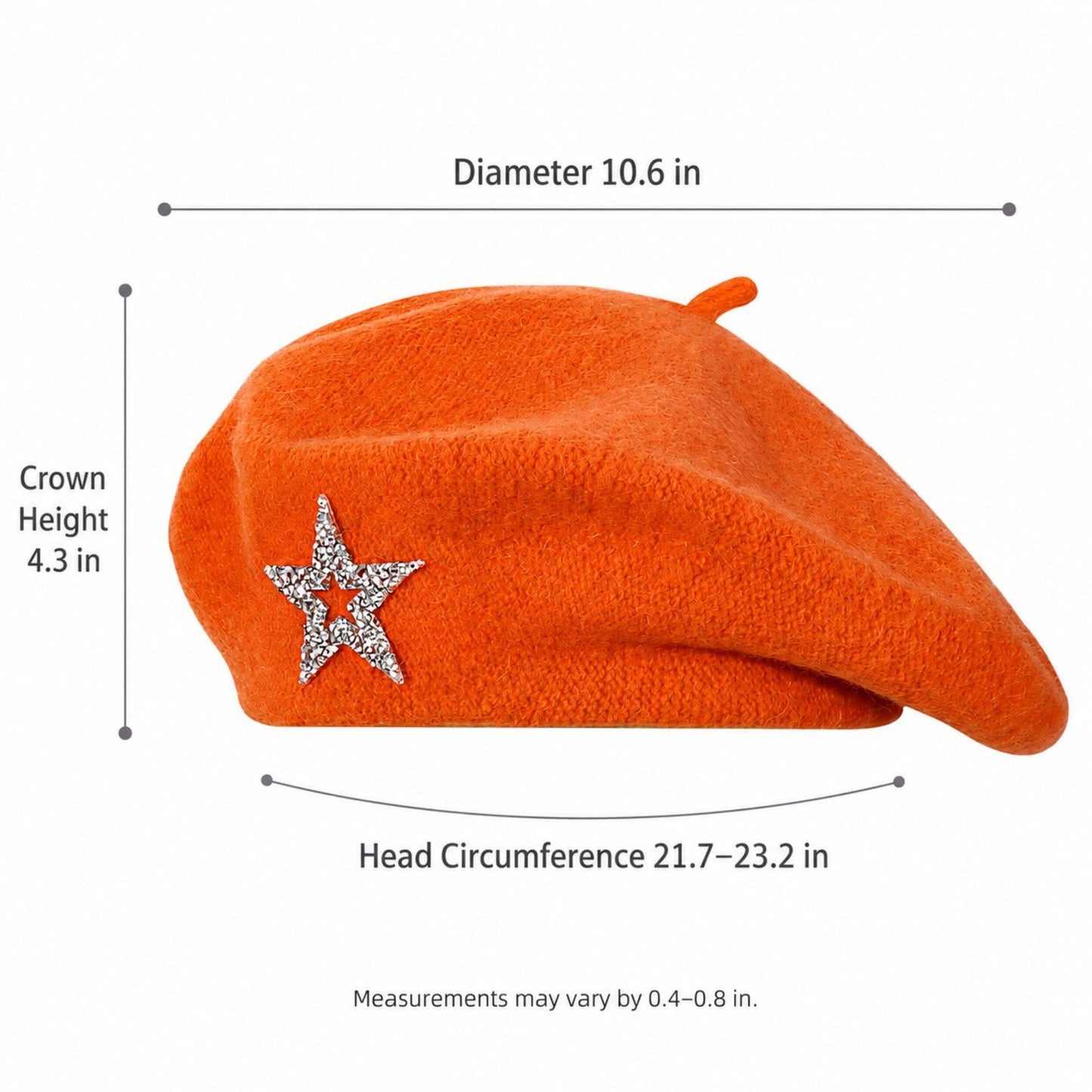Rhinestone Star Embellished Knit Wool Beret