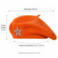 Rhinestone Star Embellished Knit Wool Beret