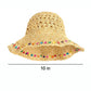 Crochet Bucket Sun Hat with Beaded Chin Strap and Open Weave Brim