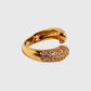 Women's Open Cuff Ring with Crystal Accents - Adjustable Luxury for Daily & Special Occasions