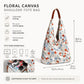 Floral Hobo Shoulder Bag with Soft Slouchy Shape and Wide Strap
