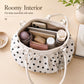 Polka Dot Ruched Shoulder Bag with Bow Detail and Metal Charm