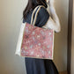 Canvas Tote Bag with Colorful Bow Print - Lightweight Shopping Handbag