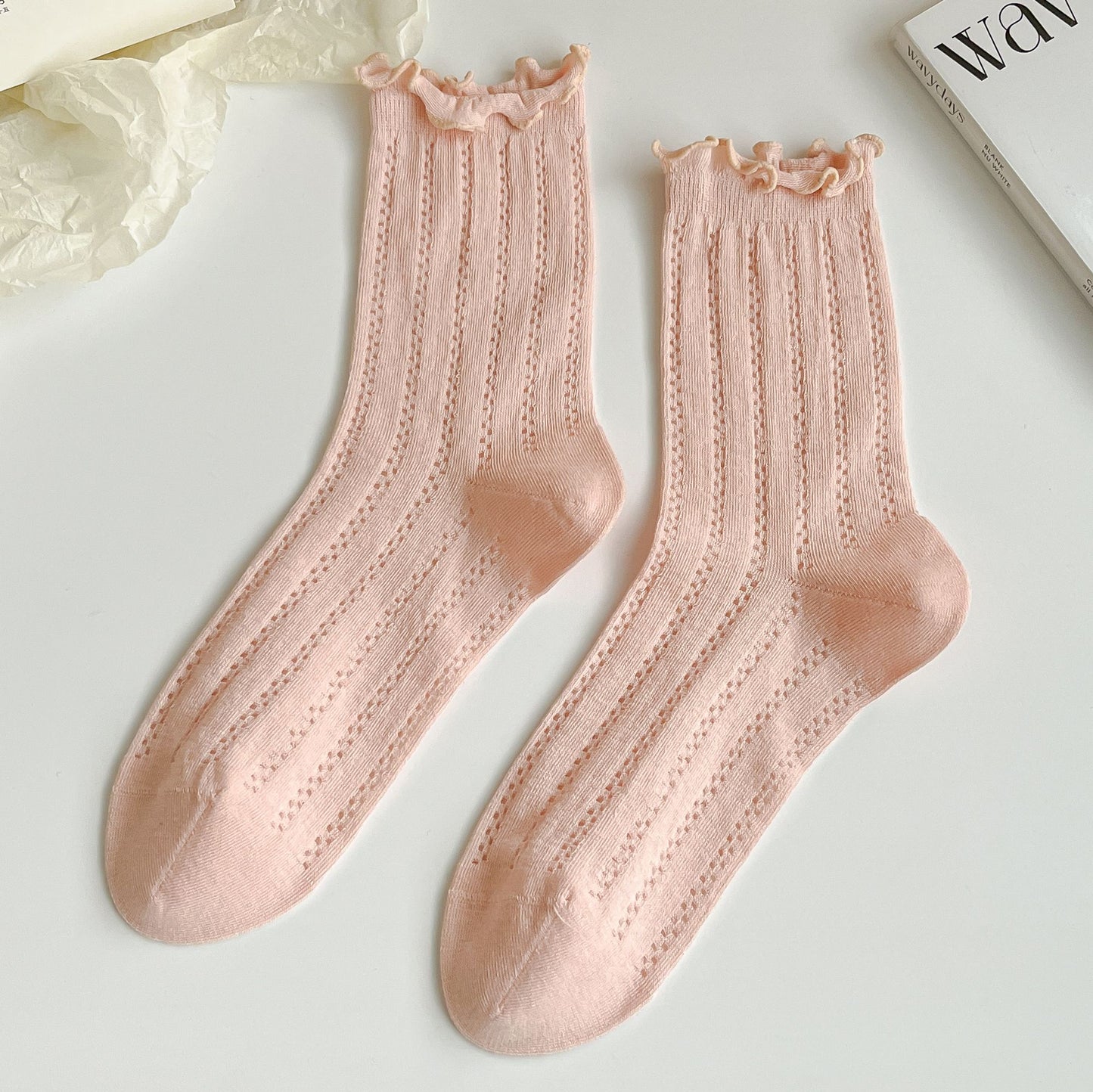 Adorable Ruffled Lace-Up Socks Wicking Cotton for Casual Comfort 3 Pairs