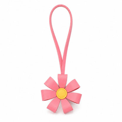 Pink Faux Leather Flower Bag Charm Purse Accessory with Loop Strap