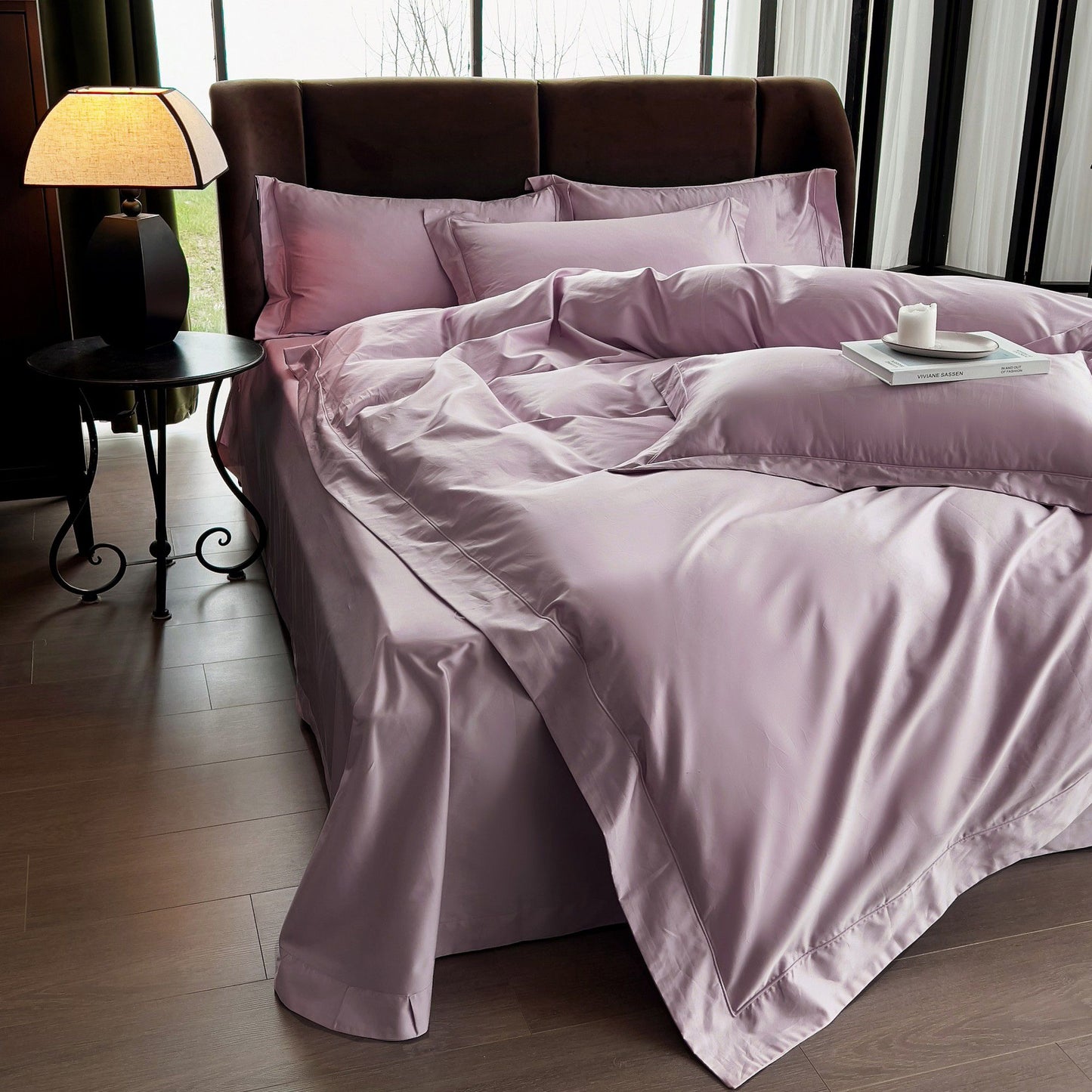 4-Piece Cotton Washed Bedding Set with Duvet Cover Flat Sheet and Pillowcases Soft Smooth Finish